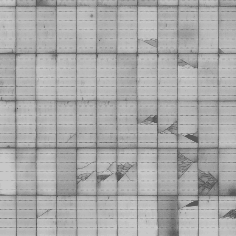 Electroluminescence scan revealing module micro-cracks
